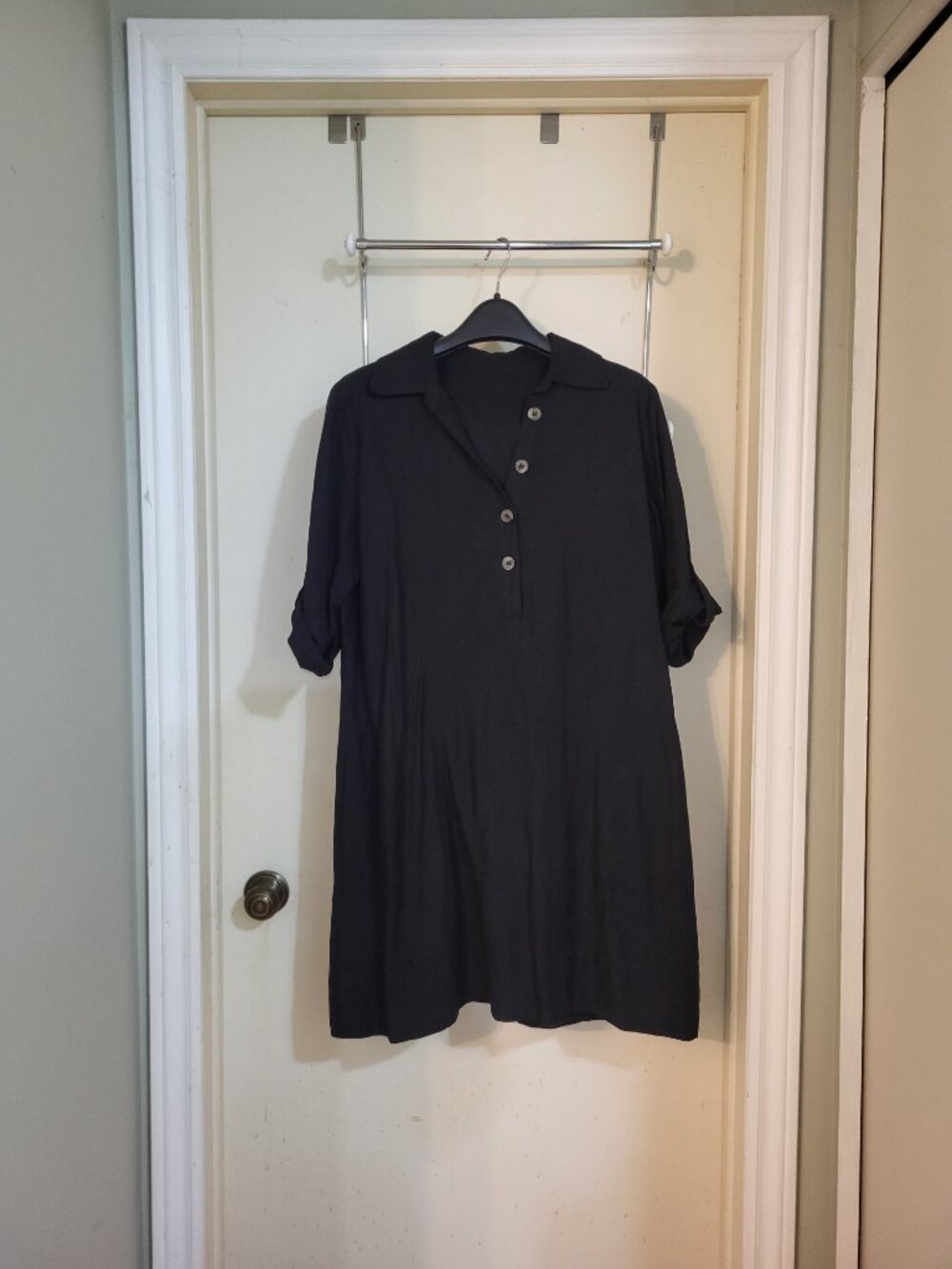 Linen Blend Shirt Dress - Picture 3 of 7